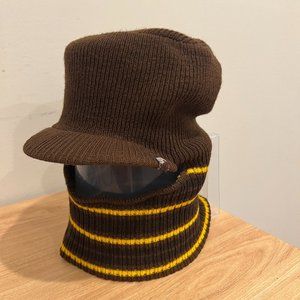 VTG Spy Brim Visor Beanie Mask Combo Brown OS Snowboard